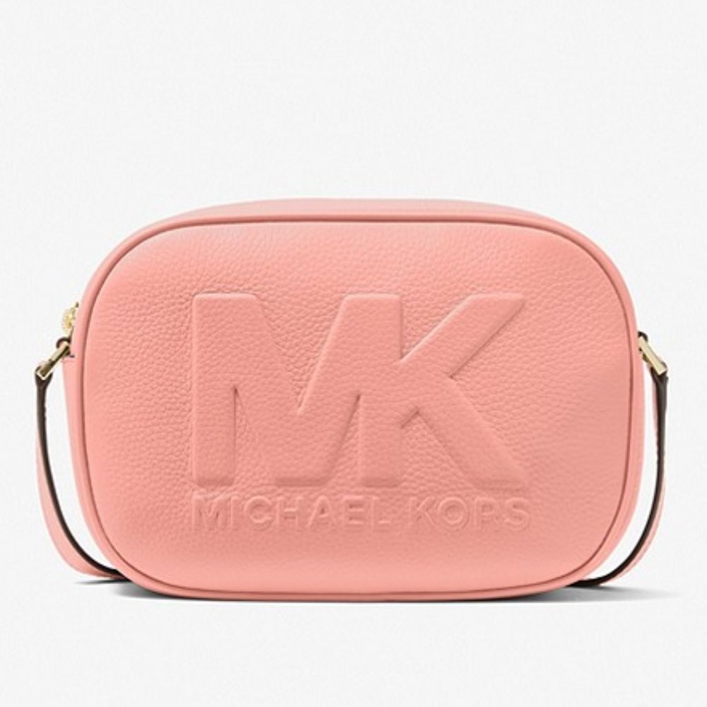 Michael Kors Jet Set Medium Embossed Pebbled Leather Crossbody Bag Sherbert